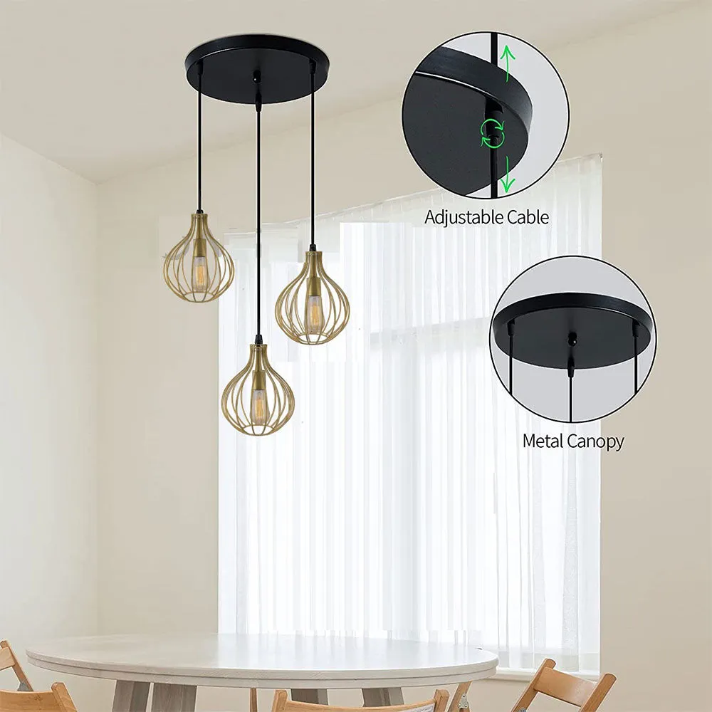 Cage Style Golden Cluster Metal Ceiling Light (Bulb not included)