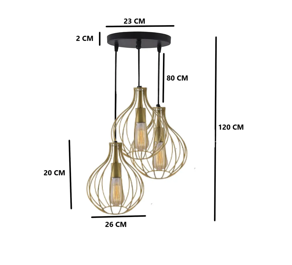Cage Style Golden Cluster Metal Ceiling Light (Bulb not included)