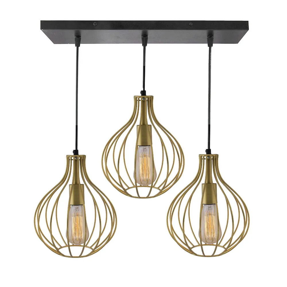 Cage Style Square Top Golden Cluster Metal Ceiling Light (Bulb not included)