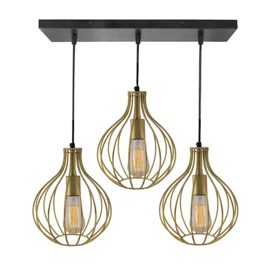 Cage Style Square Top Golden Cluster Metal Ceiling Light (Bulb not included)