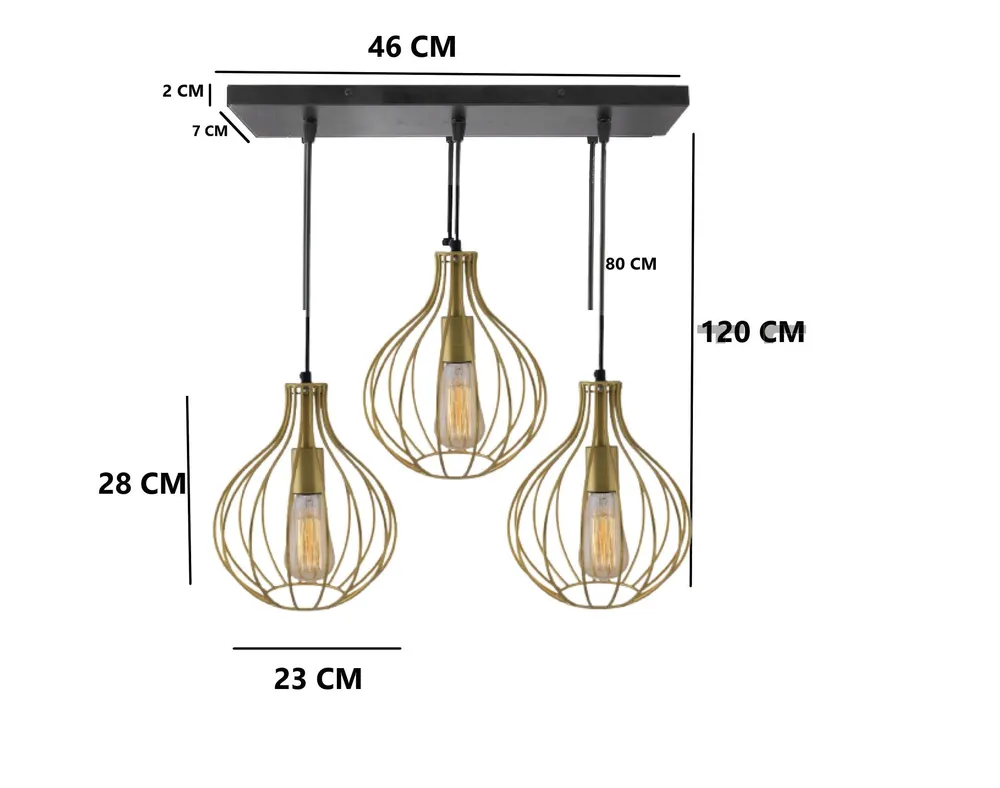 Cage Style Square Top Golden Cluster Metal Ceiling Light (Bulb not included)