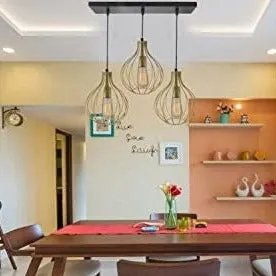 Cage Style Square Top Golden Cluster Metal Ceiling Light (Bulb not included)