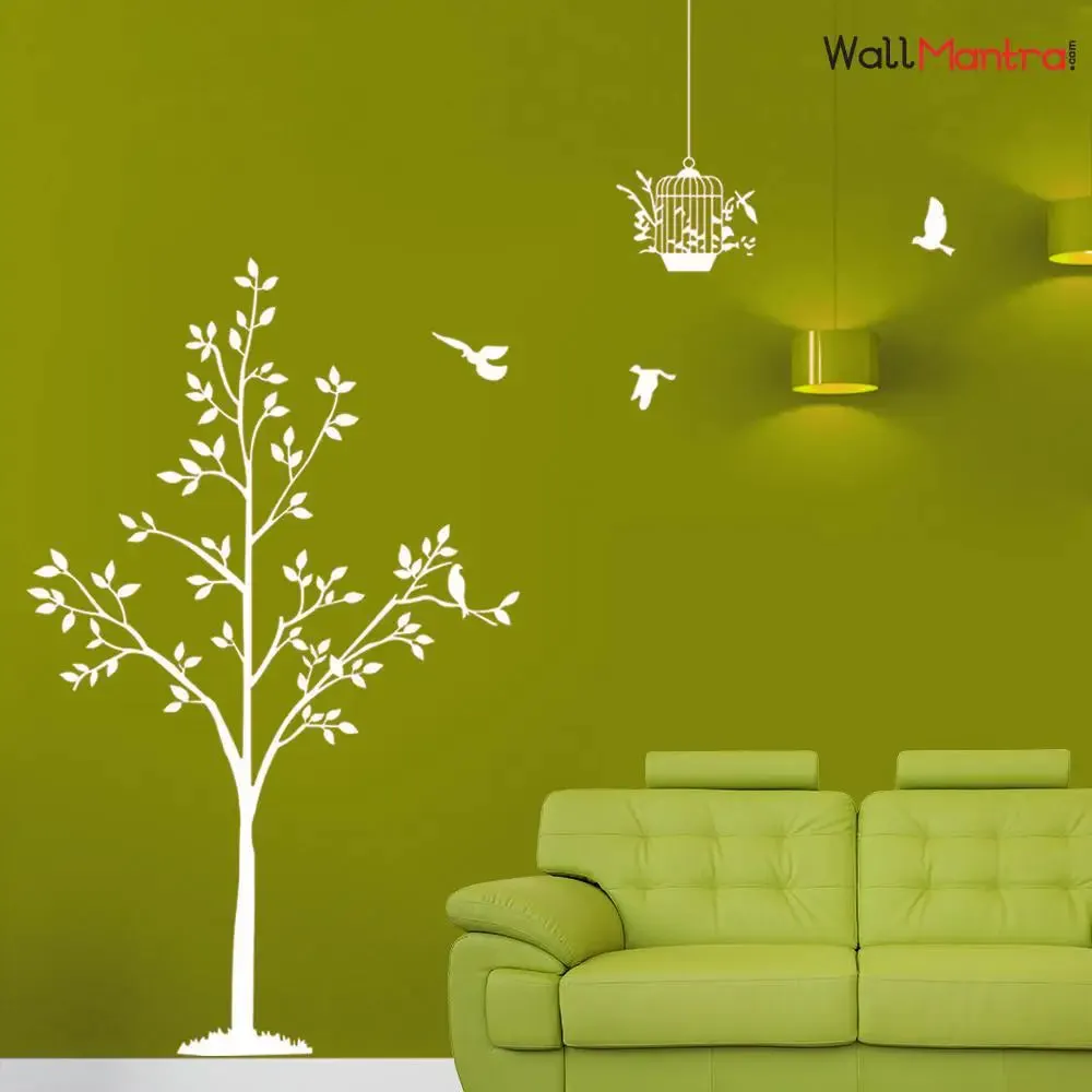 Cage & Tree Wall Sticker for Living Room Premium Quality Vinyl