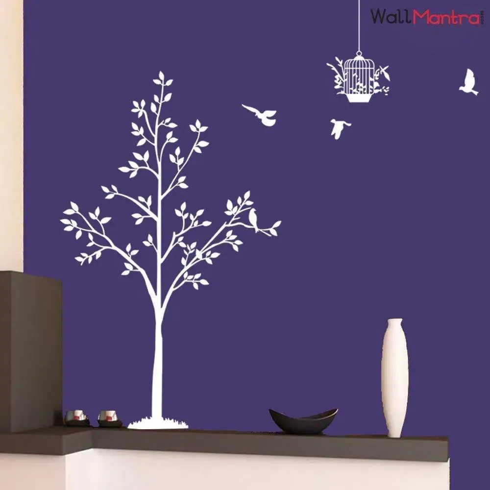 Cage & Tree Wall Sticker for Living Room Premium Quality Vinyl
