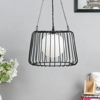 Caged Heaven Orb Pendant light in Dark Black Finish