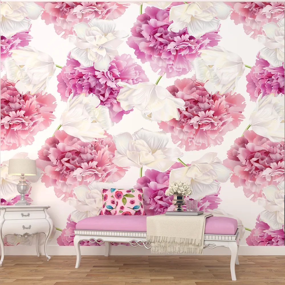 Calling Summers Pink &amp; White Floral Premium Quality Wallpaper