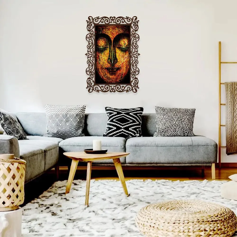 Calm Buddha Print in Decorative Frame