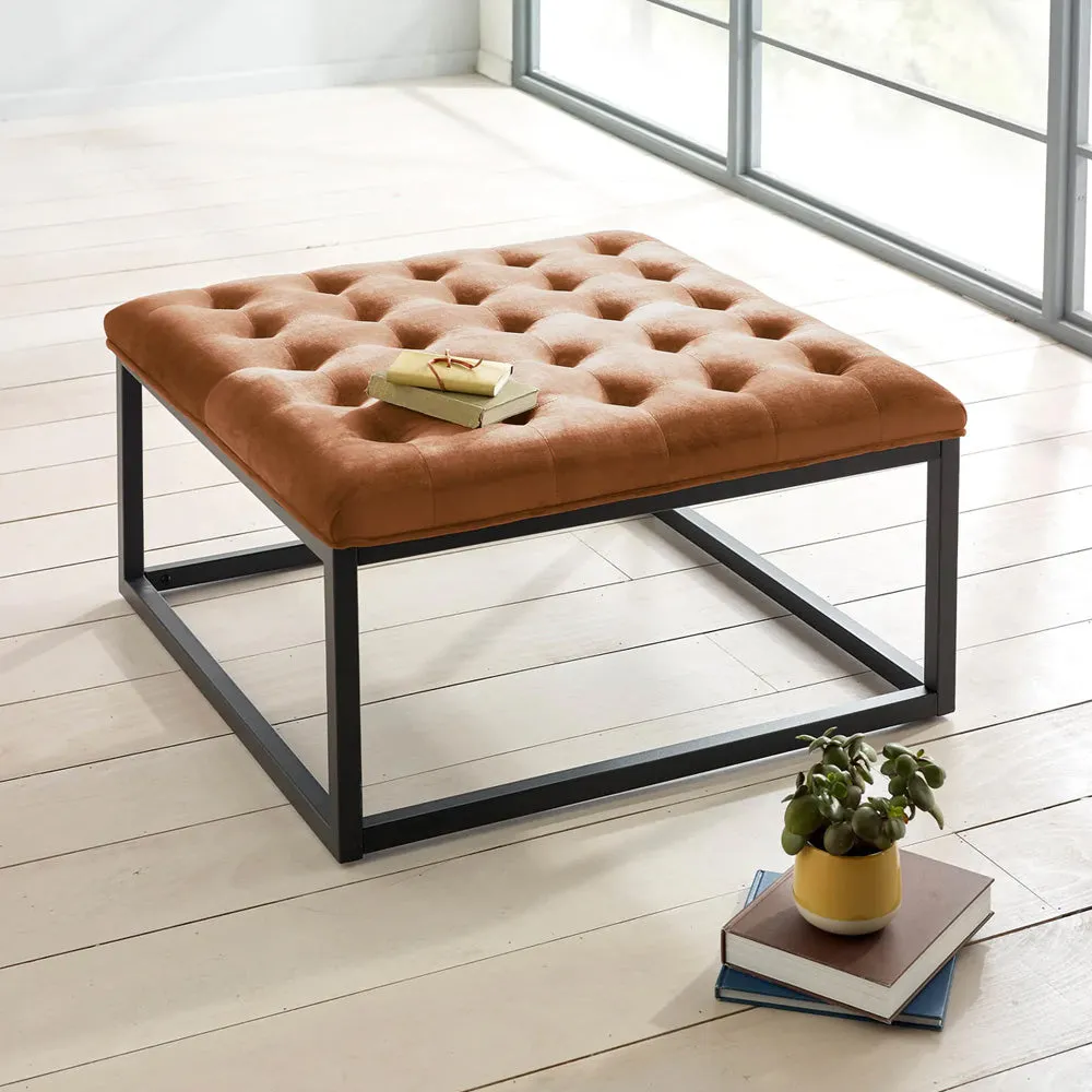 Camel-Colored Coffee Table/ Center Table With Black Metal Stand