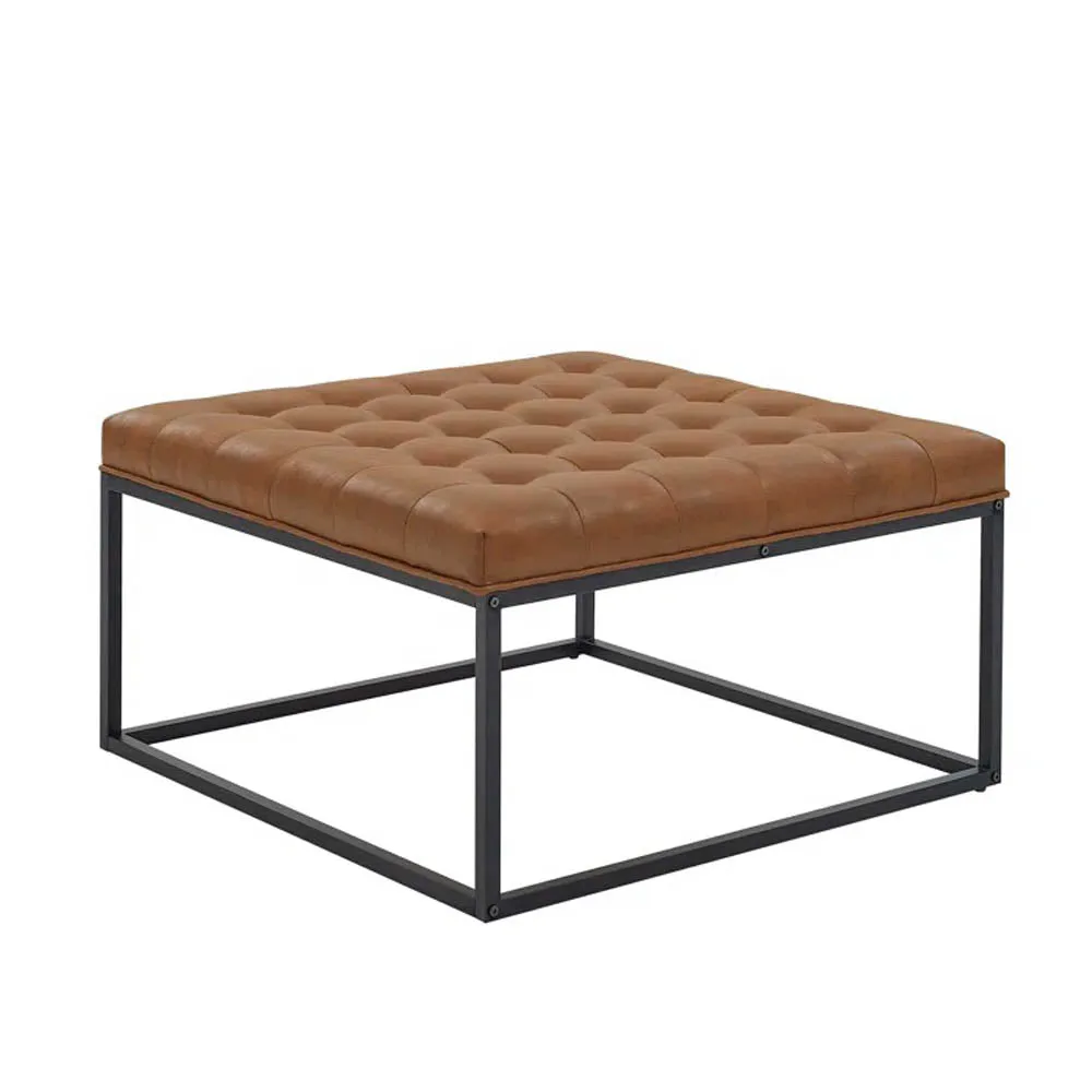 Camel-Colored Coffee Table/ Center Table With Black Metal Stand