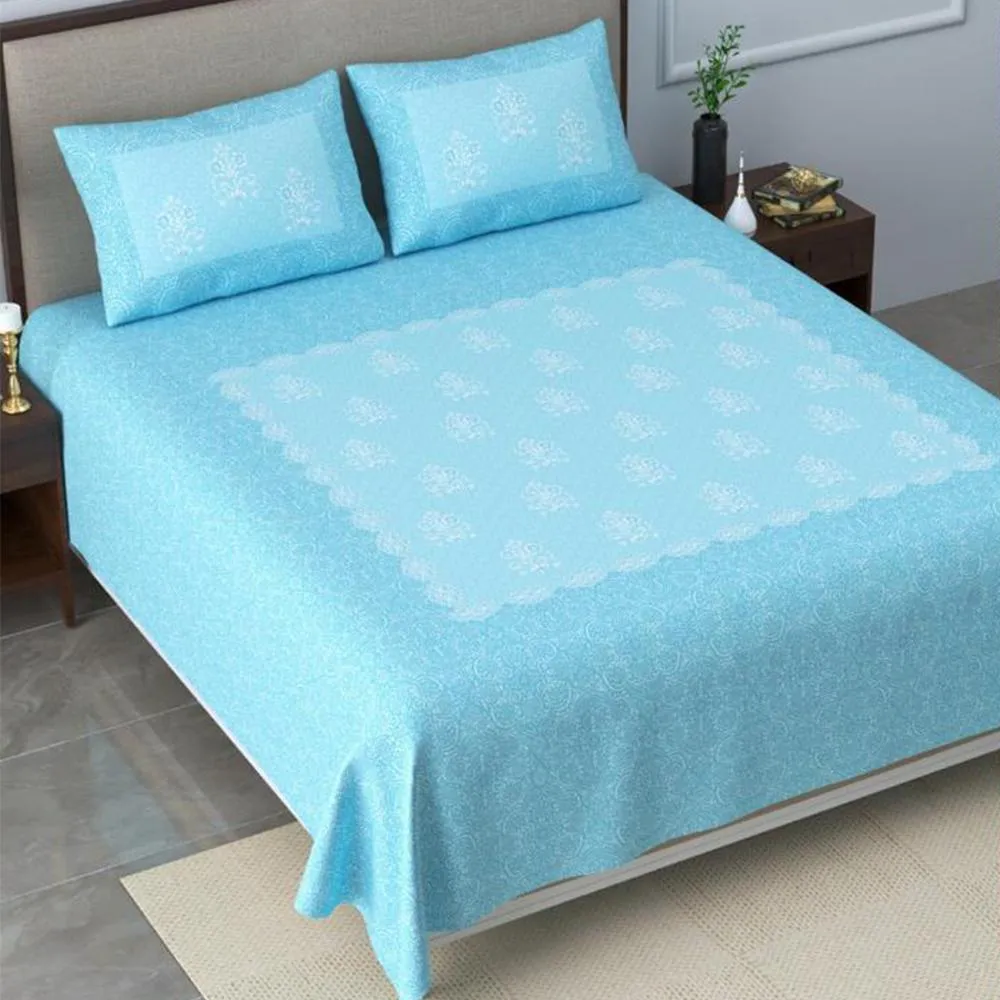 Camellia Floral Cotton Double Bedsheet with Pillow Covers