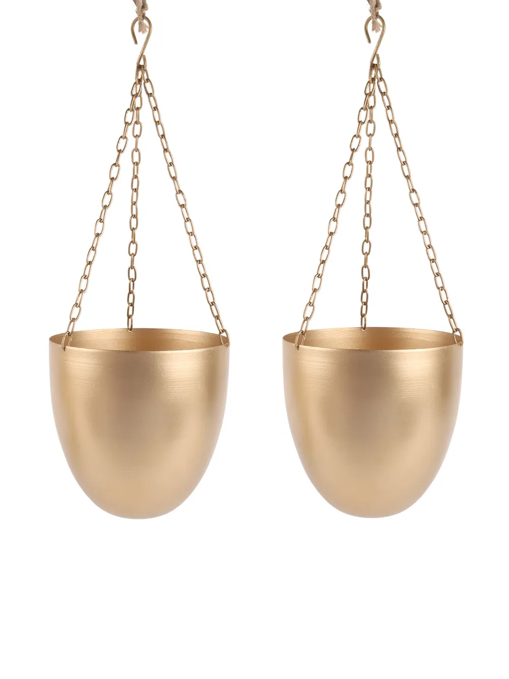 Capsule Shaped Metallic Hanging Planters Set Of 2