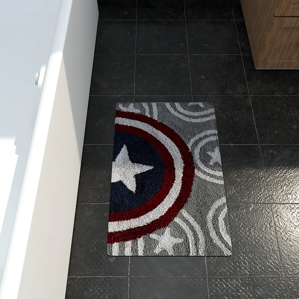 Captain America Sheild Designed High Absorbent Multi Color Kids Bathmat