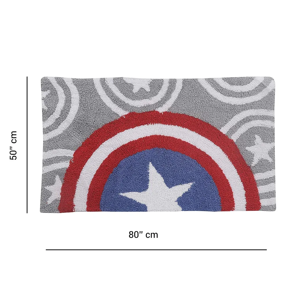 Captain America Sheild Designed High Absorbent Multi Color Kids Bathmat