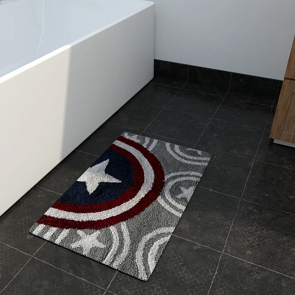 Captain America Sheild Designed High Absorbent Multi Color Kids Bathmat