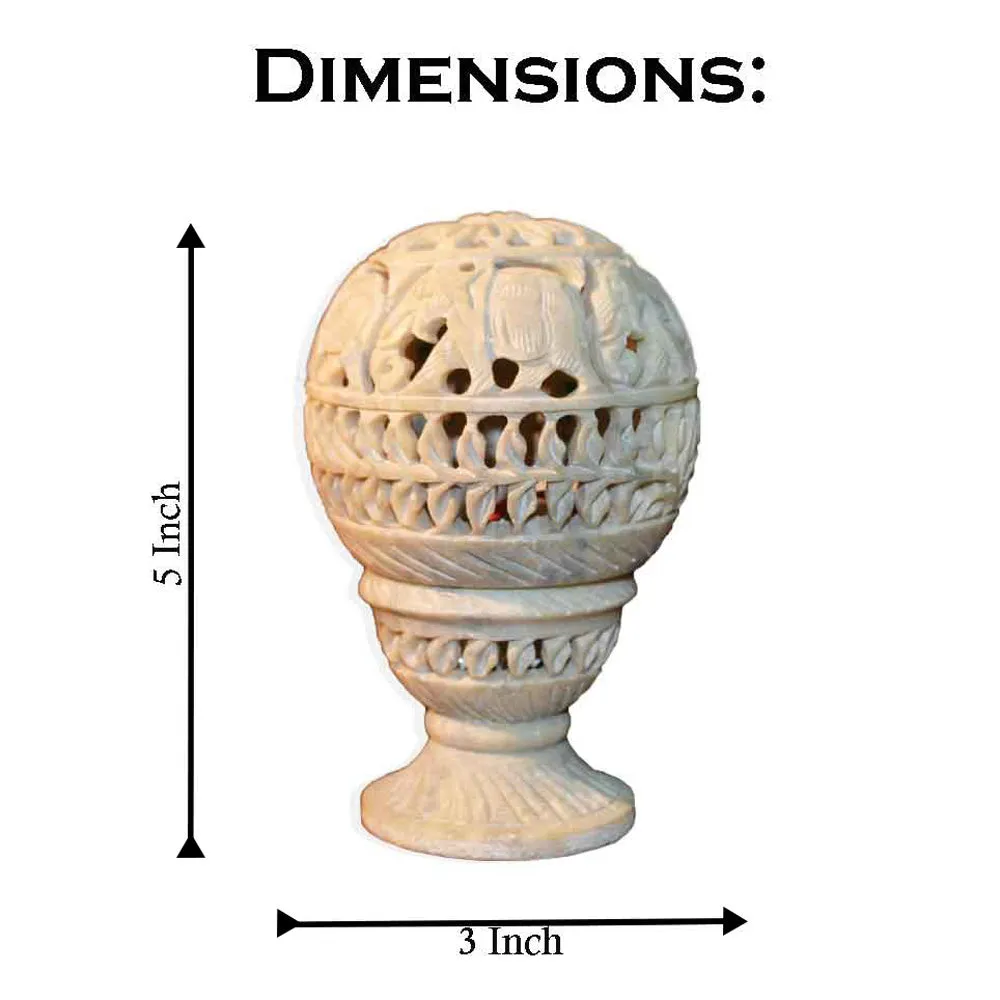 Carved Soapstone Bed Side Table Lamp (Without Bulb)