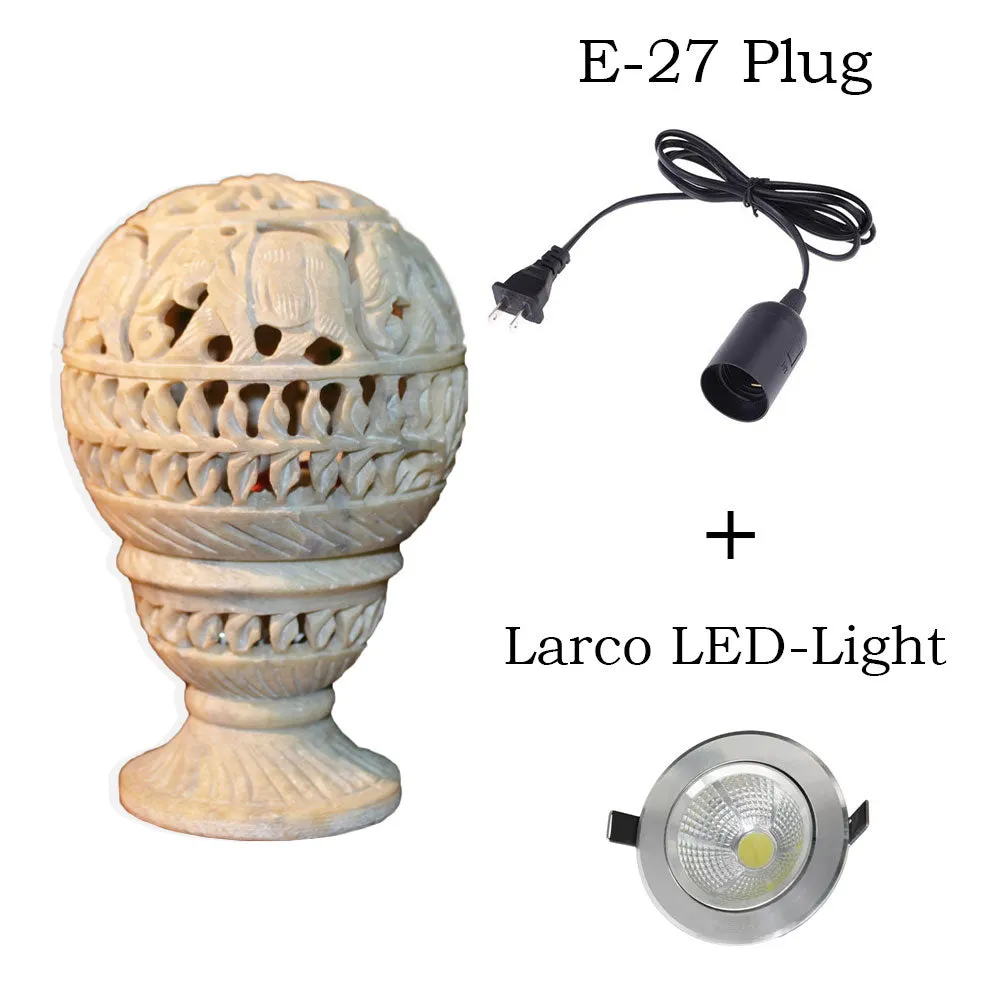 Carved Soapstone Bed Side Table Lamp (Without Bulb)