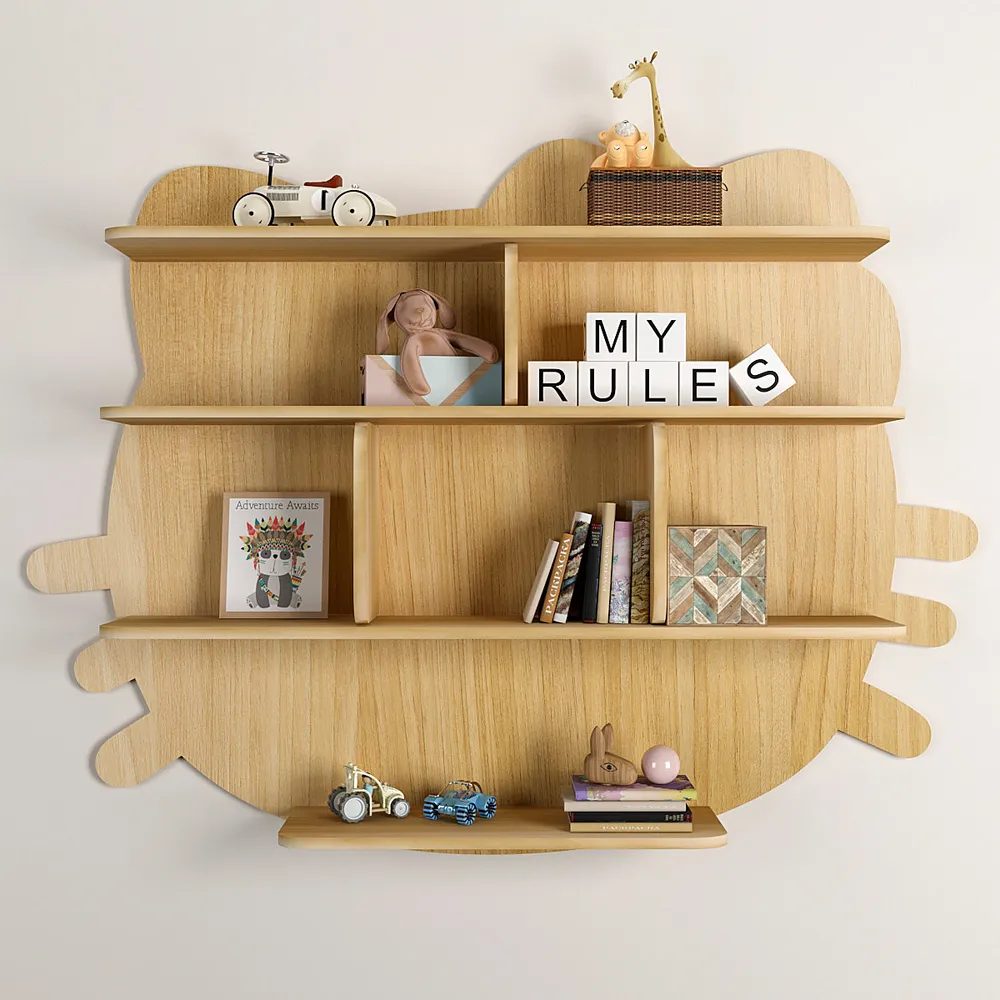 Cat Shape Backlit Wood Wall Shelf / Book Shelf / Night Light, Oak Finish Regular ( 32 inches x 24 inches )