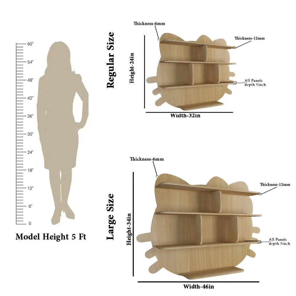 Cat Shape Backlit Wood Wall Shelf / Book Shelf / Night Light, Oak Finish Regular ( 32 inches x 24 inches )