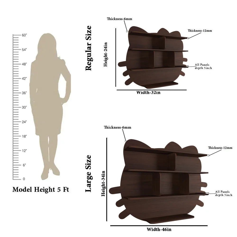 Cat Shape Backlit Wood Wall Shelf / Book Shelf / Night Light, Walnut Finish Regular ( 32 inches x 24 inches )