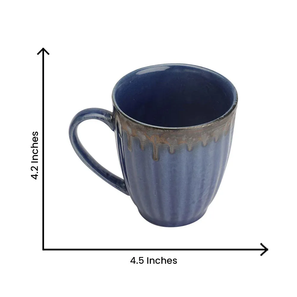 Ceramic Blue Handcrafted Dual Glazed Studio Pottery Coffee Mugs Set Of 2