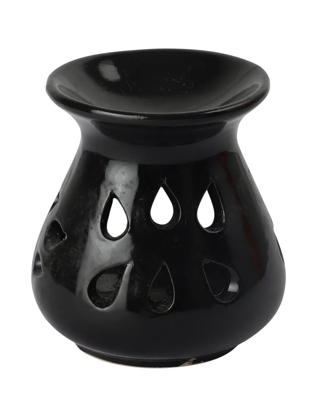 Ceramic Clay Black Aroma Burner with 2 Candles Set Of 2