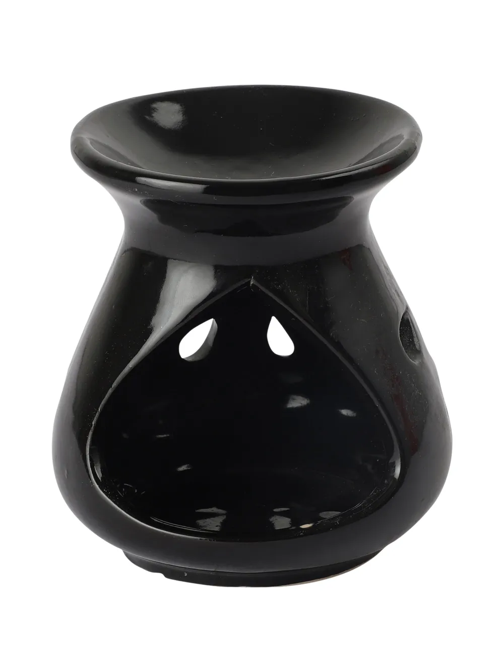 Ceramic Clay Black Aroma Burner with 2 Candles Set Of 2