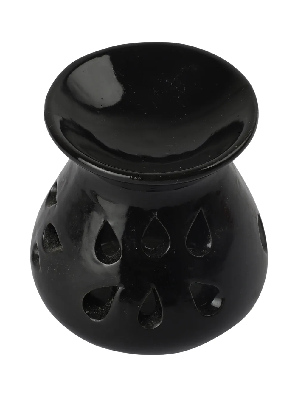 Ceramic Clay Black Aroma Burner with 2 Candles Set Of 2