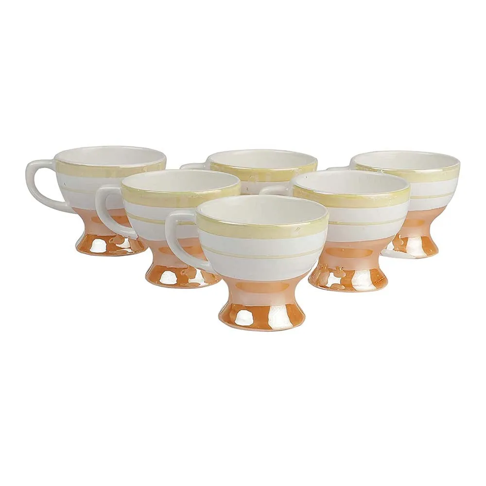 Ceramic Fine Bone China Classical Golden Border Cup Set Of 6