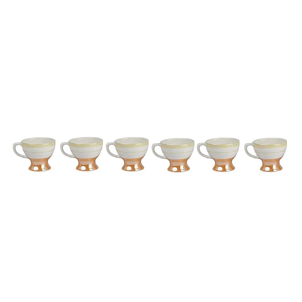 Ceramic Fine Bone China Classical Golden Border Cup Set Of 6
