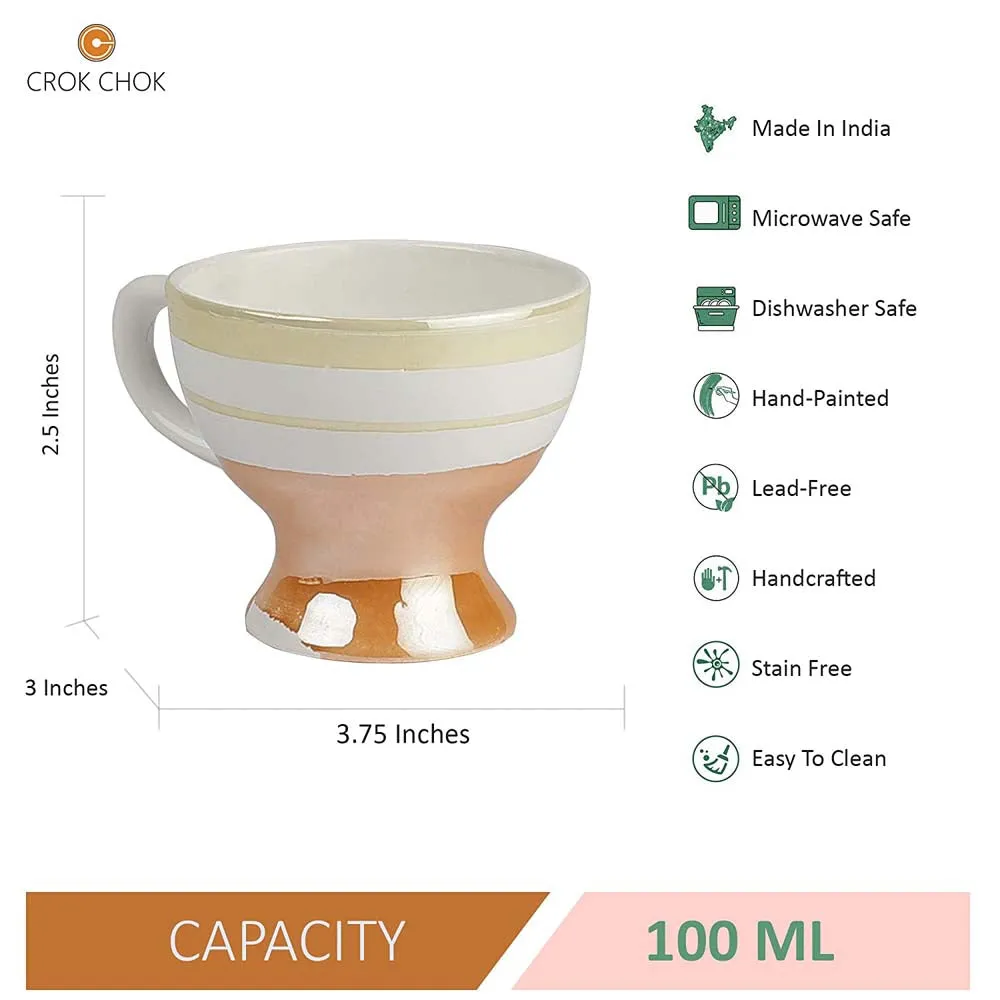 Ceramic Fine Bone China Classical Golden Border Cup Set Of 6