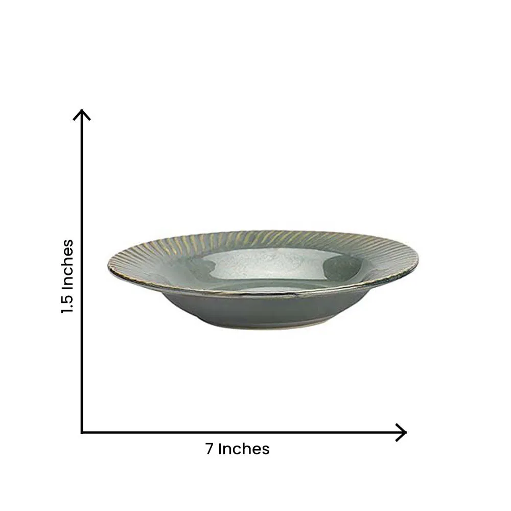 Ceramic Green Hand-Painted Pasta Plate Set Of 2