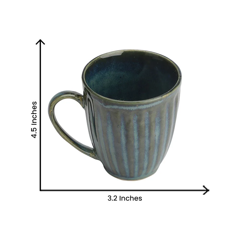 Ceramic Green Handcrafted Dual Glazed Studio Pottery Coffee Mugs Set Of 2