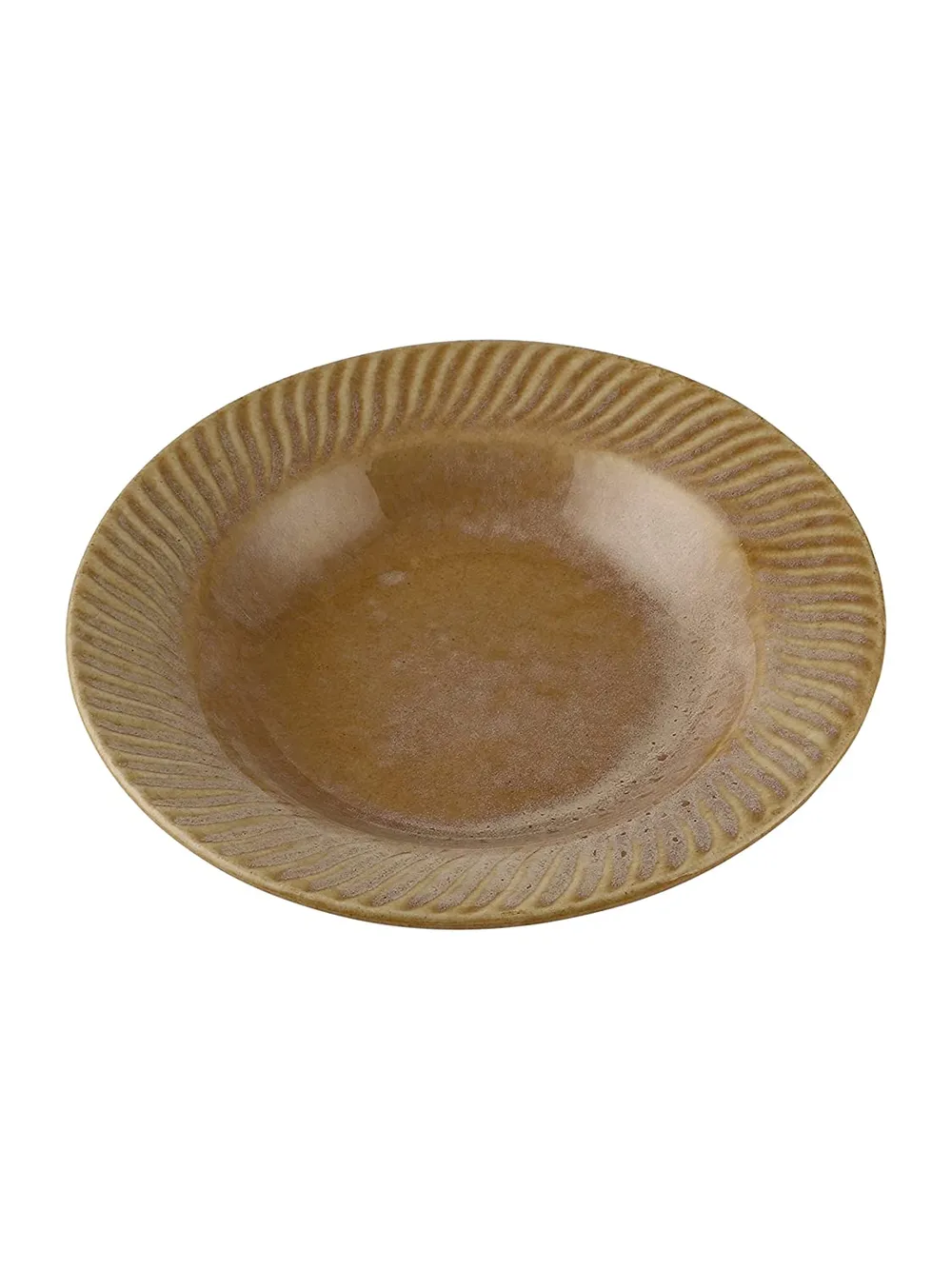 Ceramic Hand-Painted Matte Finish Beige Pasta Plate Set Of 2