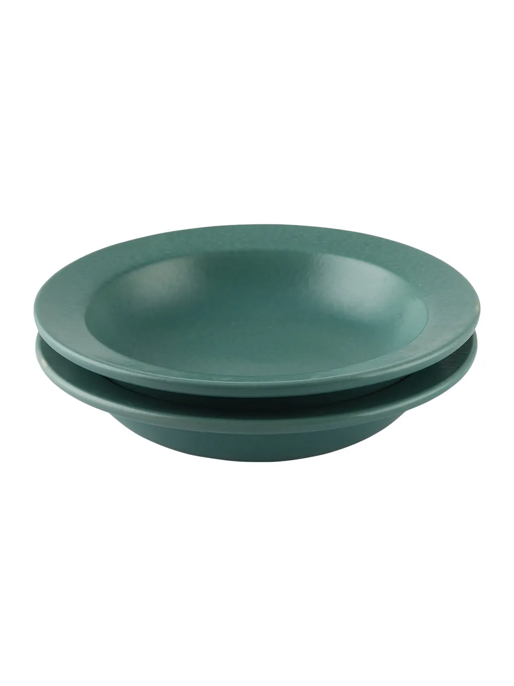 Ceramic Hand-Painted Matte Finish Turquoise Pasta Plate Set Of 2