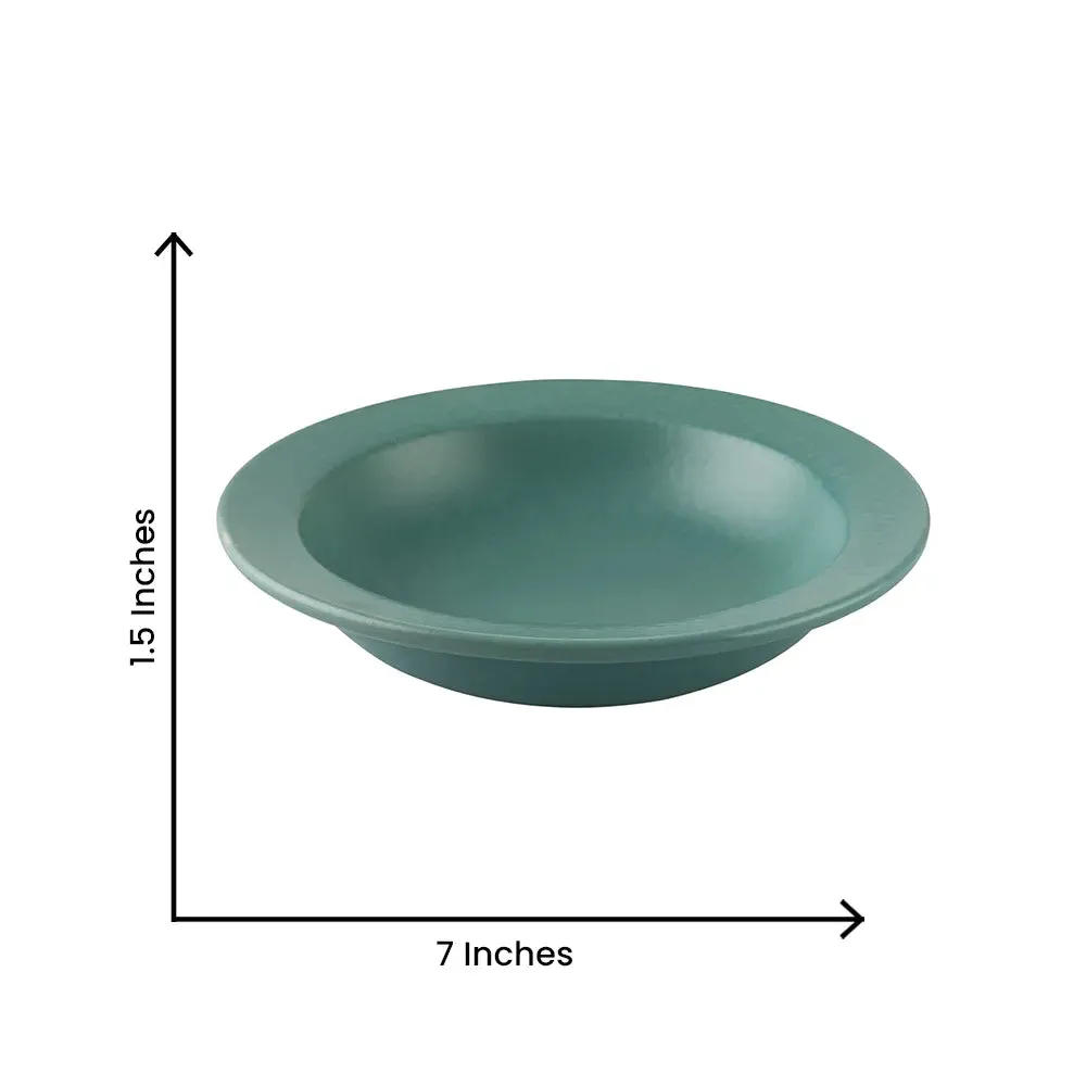 Ceramic Hand-Painted Matte Finish Turquoise Pasta Plate Set Of 2