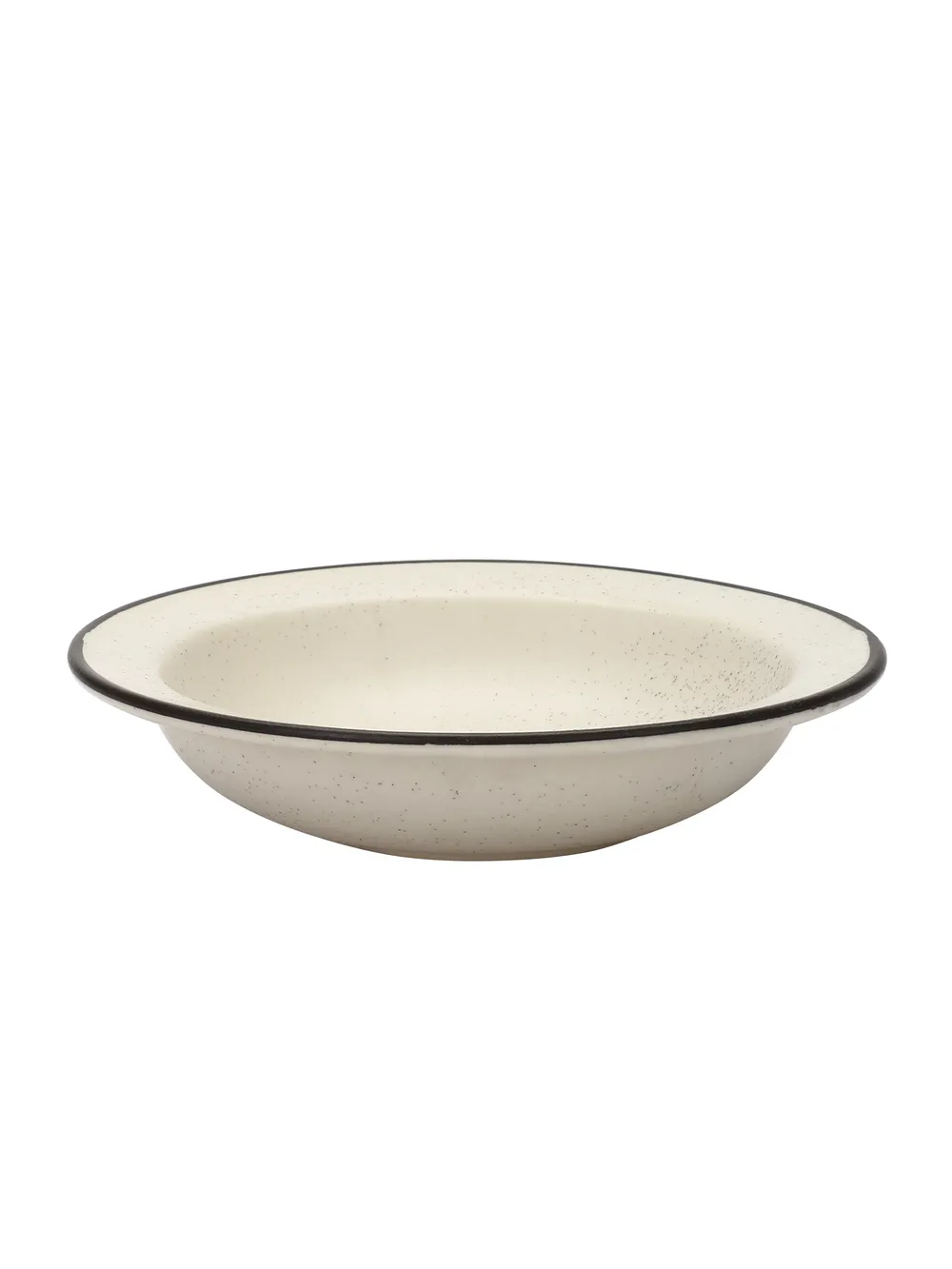 Ceramic Hand-Painted Matte Finish White Pasta Plate Set Of 2