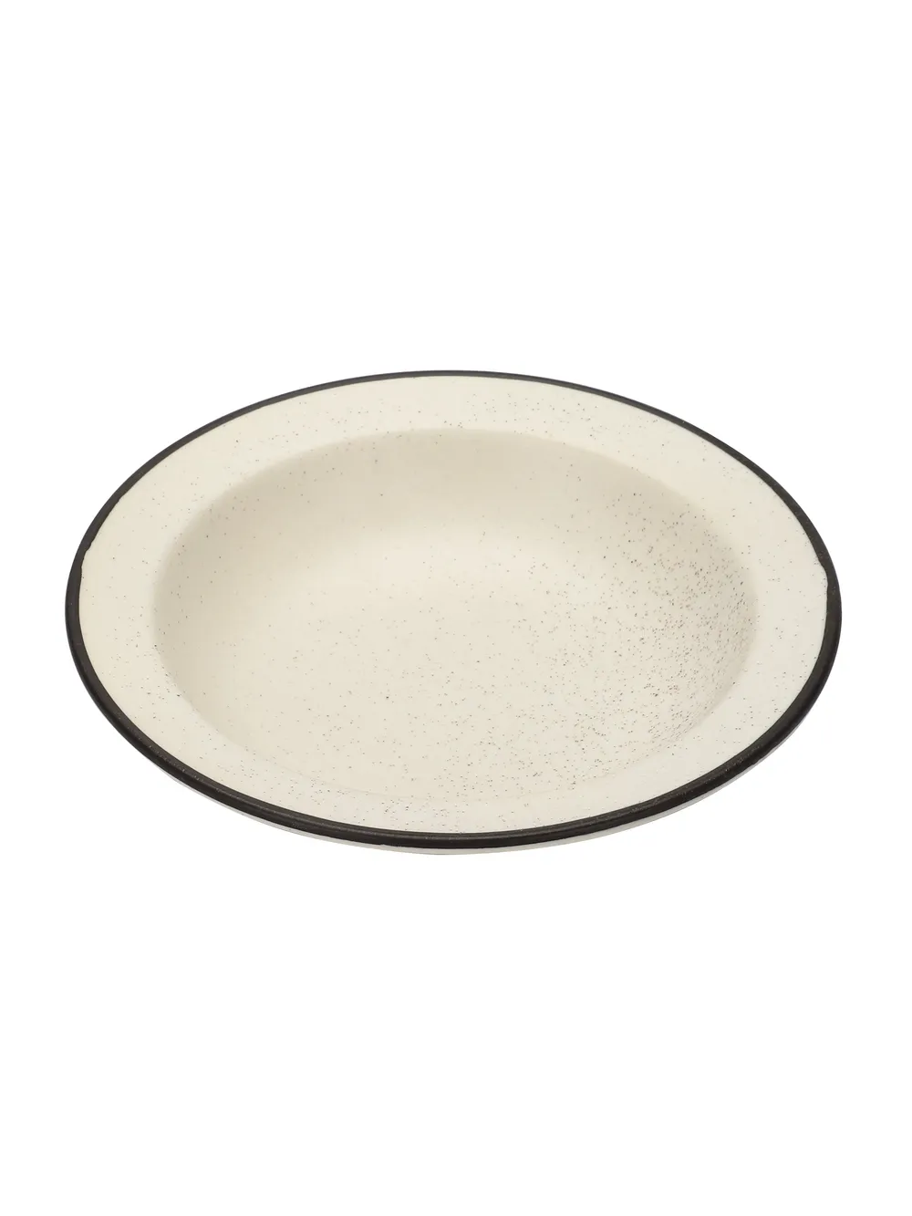 Ceramic Hand-Painted Matte Finish White Pasta Plate Set Of 2