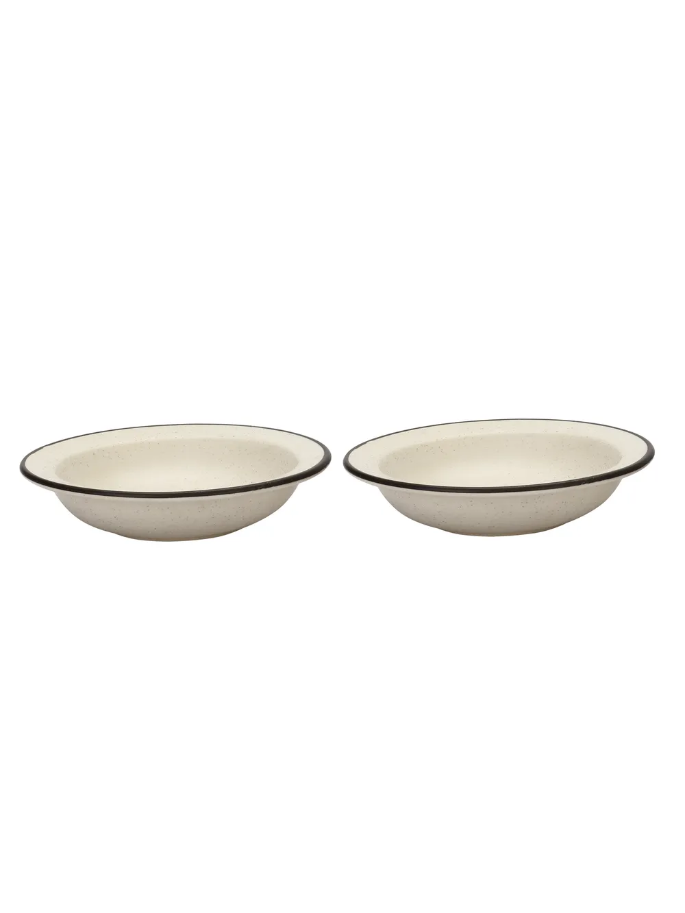 Ceramic Hand-Painted Matte Finish White Pasta Plate Set Of 2