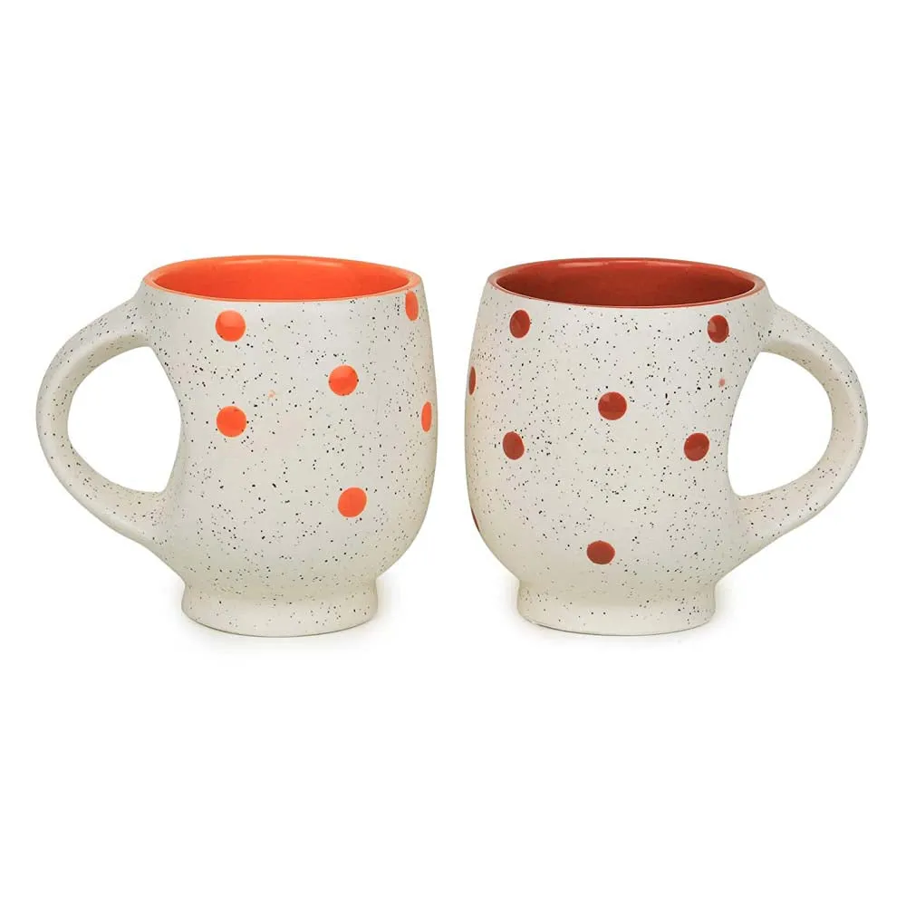 Ceramic Handcrafted Polka Dotted Tea Cups Set Of 6