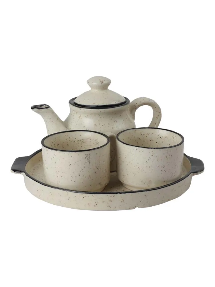 Ceramic Matte White Tea Set Of 3