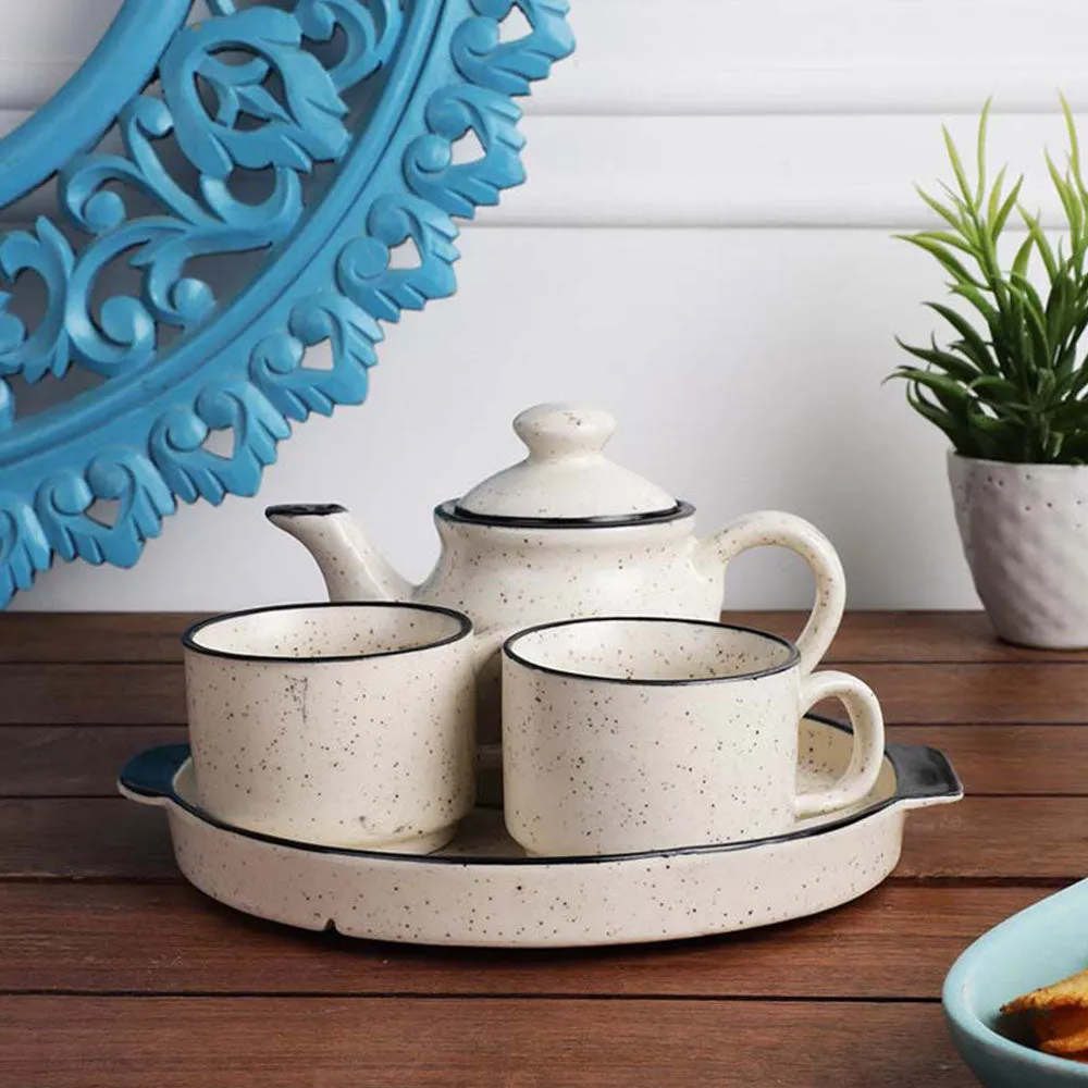 Ceramic Matte White Tea Set Of 3
