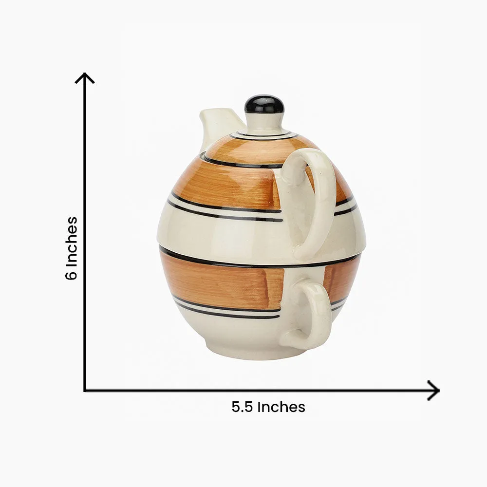 Ceramic Multicolor Kettle & Tea Set Of 2