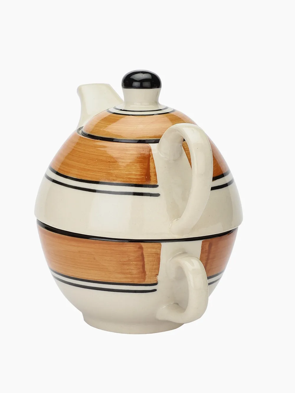 Ceramic Multicolor Kettle & Tea Set Of 2
