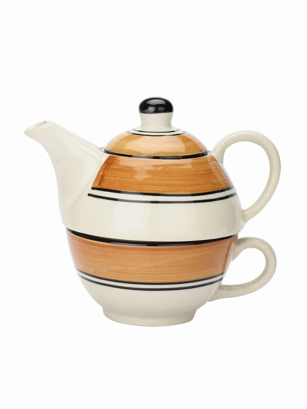 Ceramic Multicolor Kettle & Tea Set Of 2