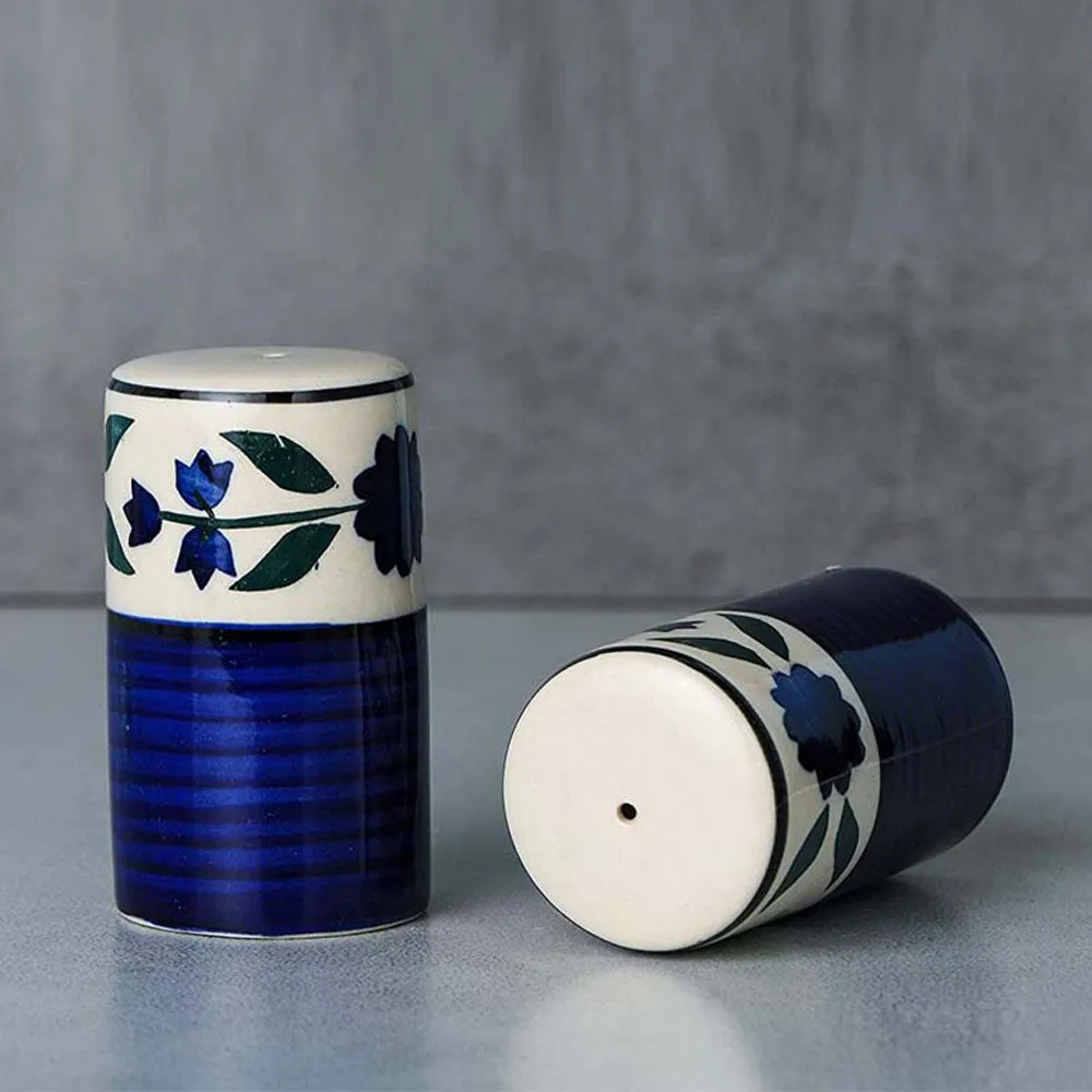 Ceramic Navy Blue & White Kitchen Salt & Pepper Set Of 2