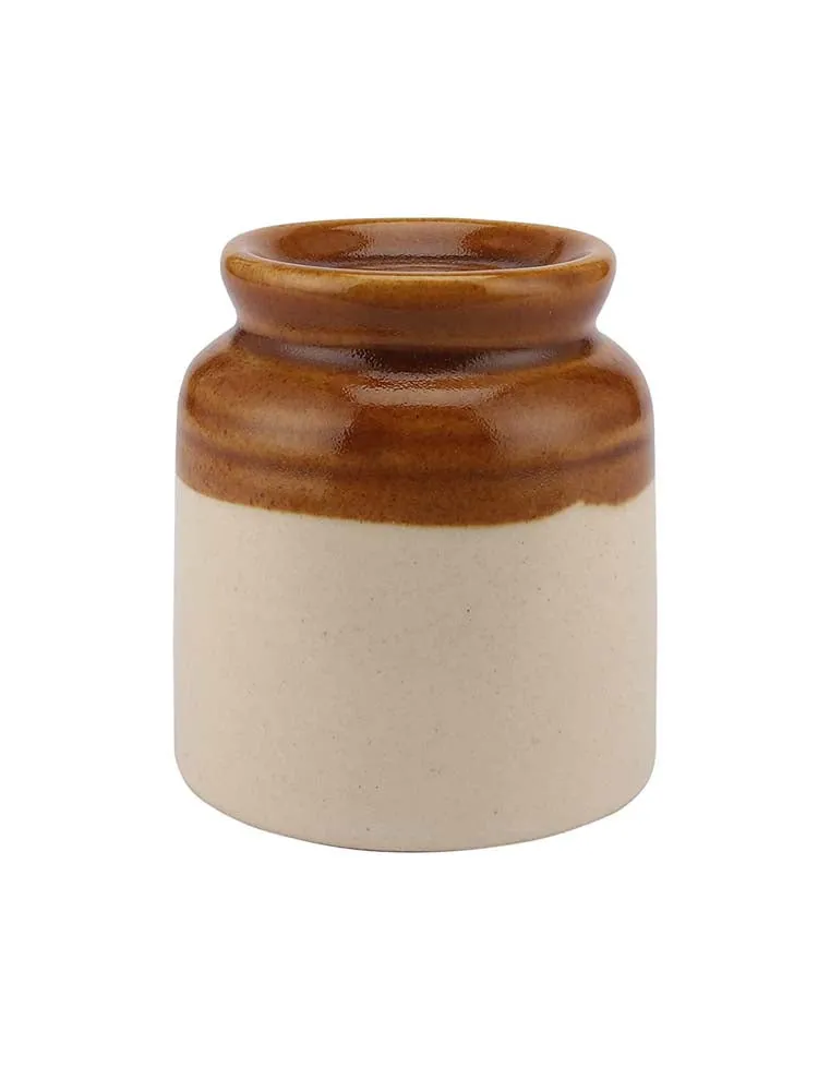 Ceramic Off-White & Brown Salt & Pepper Set Of 2