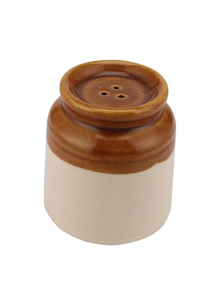 Ceramic Off-White & Brown Salt & Pepper Set Of 2