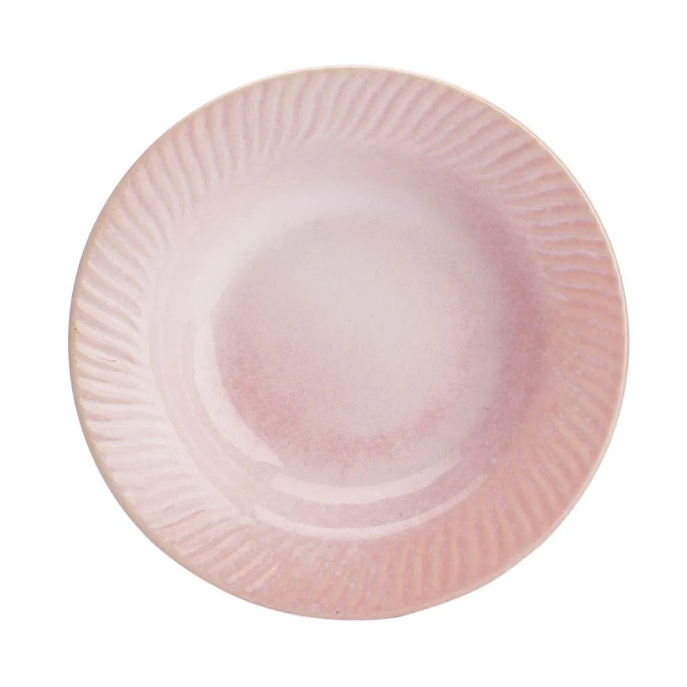 Ceramic Pink Hand-Painted Pasta Plate Set Of 2