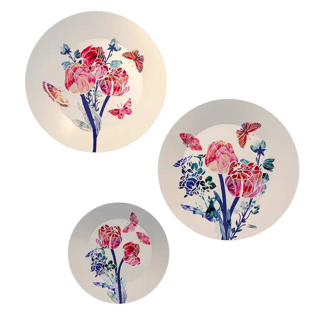 Ceramic Wall Plates with Beautiful Abstract Flower Art Wall Hanging Plate
