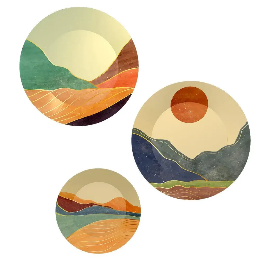 Ceramic Wall Plates with Beautiful Abstract Scenery Wall Hanging Plate
